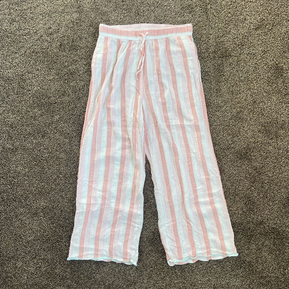 Anthropologie Pink and White Striped Wide legged Pants